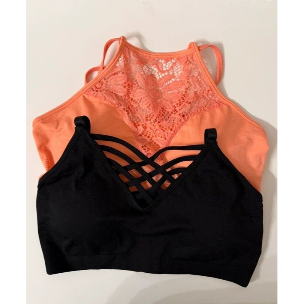 Zenana 2-Pack Lace & Strappy Bralettes L/XL nwot